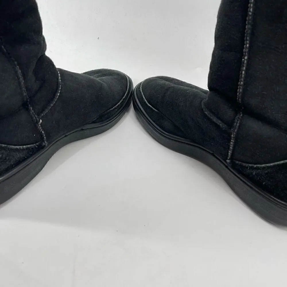 UGG Australia Womens Boots Suede Sheepskin Lined Mid Calf Leather Black M8-L9